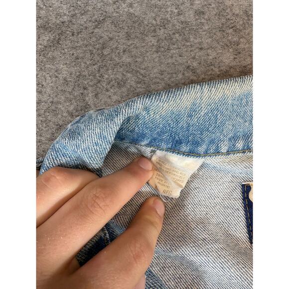 Vintage 90s Lee Trucker Jacket Mens XL Blue Denim Utility Workwear Streetwear - Picture 7 of 7